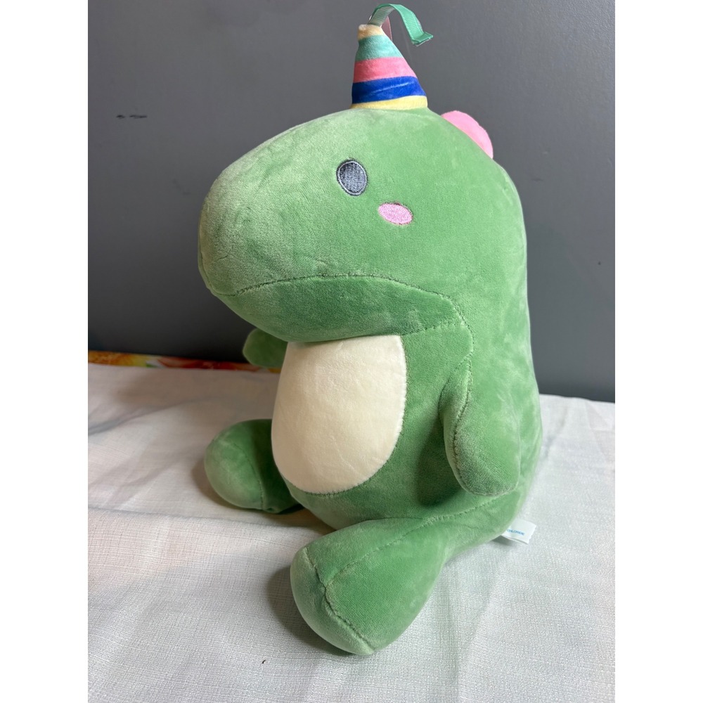 Green Dinosaur Plush Party Hat Birthday Stuffed Animal Rainbow Scales